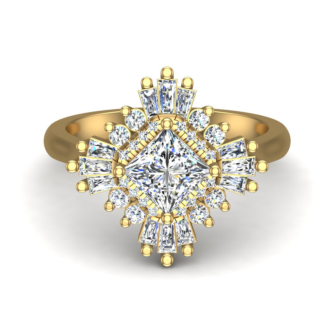 Delaney Ballerina Style Halo Engagement Ring